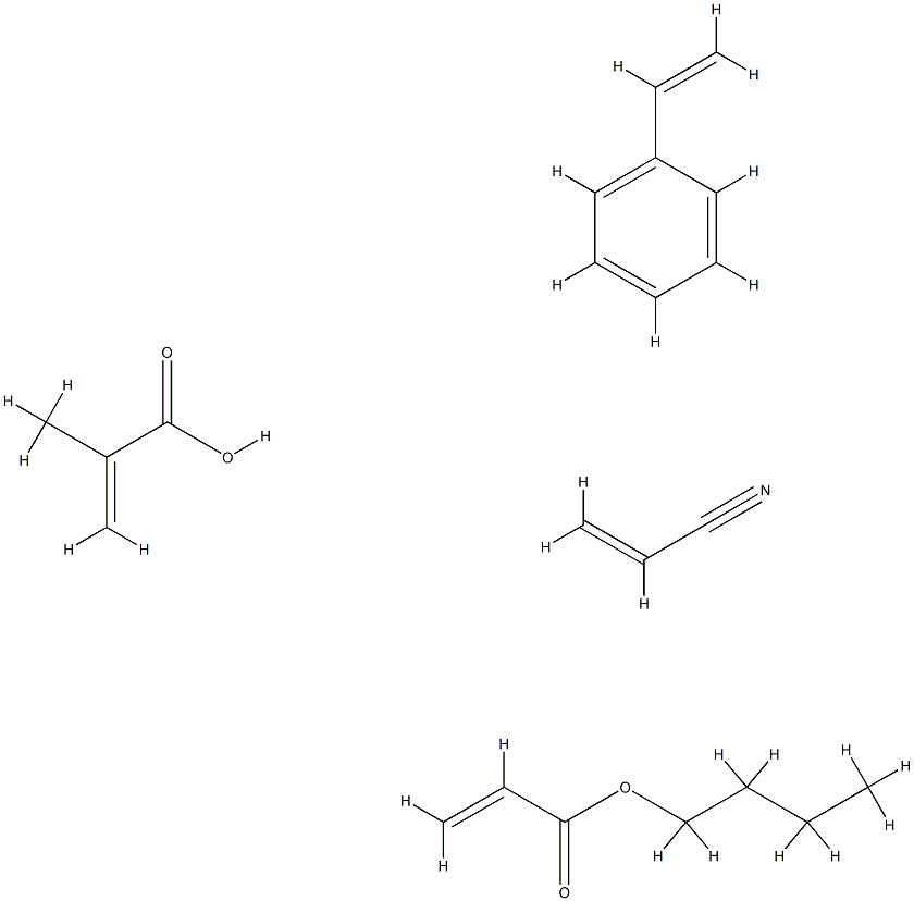 2-프로펜산, 2-메틸-, 뷰틸 2-프로펜산염과 결합한 중합체,  에텐일벤젠과 2-프로펜나이트릴 구조식 이미지