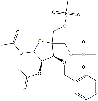 4-C-[[(Methylsulfonyl)oxy]Methyl]-3-O-(phenylMethyl)-1,2-diacetate 5-Methanesulfonate D-erythro- Pentofuranose 구조식 이미지