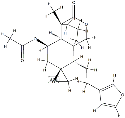 (2S,4'S)-5'α-Acetoxy-8'β-[2-(3-furyl)ethyl]-4',4'aβ,5',6'-tetrahydro-4'-methylspiro[oxirane-2,7'(8'H)-[3H-4β,8aβ]propano[1H-2]benzopyran]-3'-one 구조식 이미지