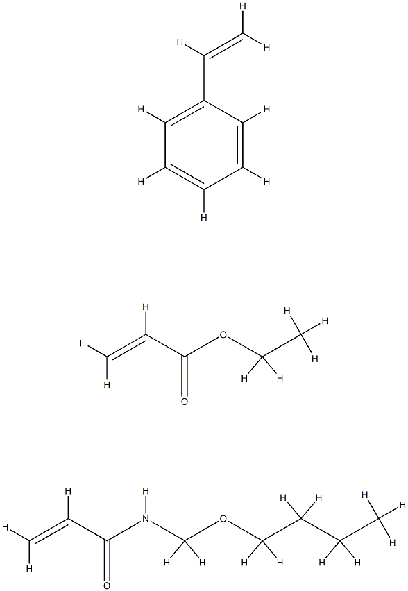 2-Propenoic acid, ethyl ester, polymer with N-(butoxymethyl)-2-propenamide and ethenylbenzene Structure