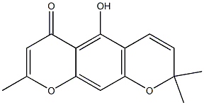 5-Hydroxy-2,2,8-trimethyl-2H,6H-benzo[1,2-b:5,4-b']dipyran-6-one 구조식 이미지