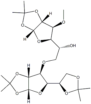 6-O-[1-O,2-O:5-O,6-O-Bis(1-methylethylidene)-3-deoxy-α-D-glucofuranos-3-yl]-3-O-methyl-1-O,2-O-(1-methylethylidene)-α-D-glucofuranose 구조식 이미지