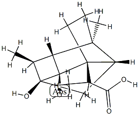 (1R,7aβ,8S,αS)-Octahydro-6β,8-dihydroxy-α,3aβ,5α-trimethyl-1α,4α,6-metheno-1H-indene-1-acetic acid 구조식 이미지