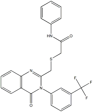 2-[({4-oxo-3-[3-(trifluoromethyl)phenyl]-3,4-dihydro-2-quinazolinyl}methyl)sulfanyl]-N-phenylacetamide 구조식 이미지