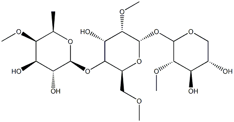 [2-O-Methyl-α-L-lyxopyranosyl]4-O-(6-deoxy-4-O-methyl-β-D-galactopyranosyl)-2-O,6-O-dimethyl-β-D-mannopyranoside 구조식 이미지