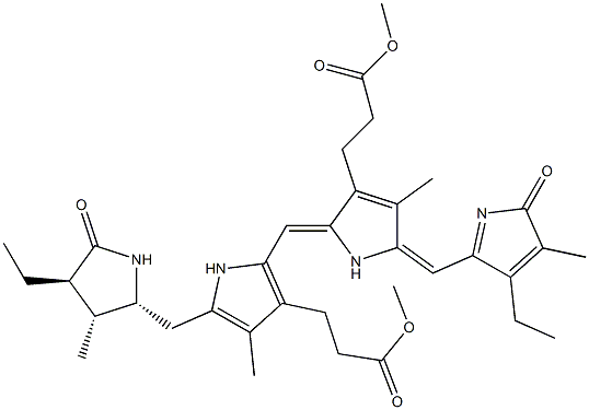 (2R,3R,4R)-2,17-Diethyl-1,2,3,4,5,19,23,24-octahydro-3,7,13,18-tetramethyl-1,19-dioxo-21H-biline-8,12-dipropionic acid dimethyl ester 구조식 이미지