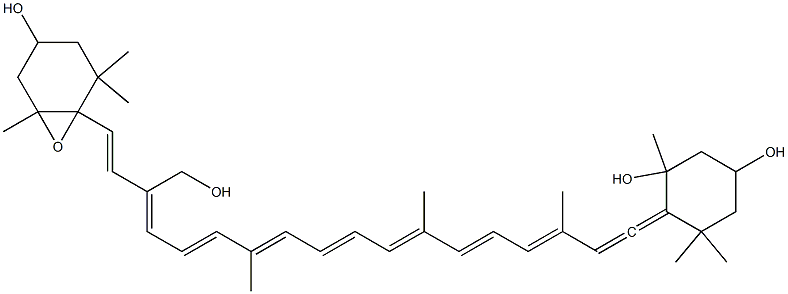 6,7-Didehydro-5',6'-oxy-5,5',6,6'-tetrahydro-3,3',5,19'-tetrahydroxy-β,β-carotene 구조식 이미지