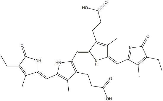 2,18-Diethyl-1,19,22,24-tetrahydro-3,7,13,17-tetramethyl-1,19-dioxo-21H-biline-8,12-dipropionic acid 구조식 이미지
