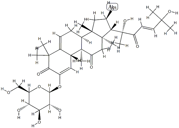 (10α,23E)-2-(β-D-Glucopyranosyloxy)-16α,20,25-trihydroxy-9β-methyl-19-norlanosta-1,5,23-triene-3,11,22-trione 구조식 이미지
