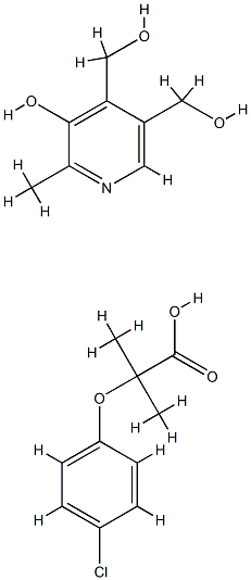 5-hydroxy-3,4-(hydroxymethyl)-6-methylpyridinium 2-(p-chlorophenoxy)-2-methylpropionate 구조식 이미지