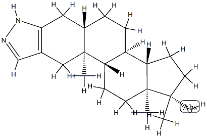 1H-Androstano3,2-cpyrazol-17-ol, 17-methyl-, (5.alpha.,17.beta.)- Structure
