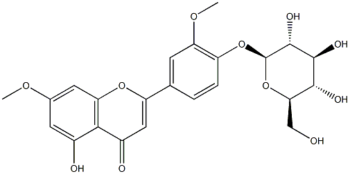 4'-[(β-D-글루코피라노실)옥시]-5-하이드록시-3',7-디메톡시플라본 구조식 이미지