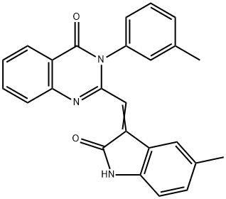 2-[(5-methyl-2-oxo-1,2-dihydro-3H-indol-3-ylidene)methyl]-3-(3-methylphenyl)-4(3H)-quinazolinone Structure