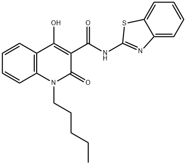 N-(1,3-benzothiazol-2-yl)-4-hydroxy-2-oxo-1-pentyl-1,2-dihydro-3-quinolinecarboxamide 구조식 이미지