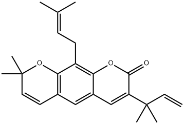 3-(1,1-Dimethyl-2-propenyl)-8,8-dimethyl-10-(3-methyl-2-butenyl)-2H,8H-benzo[1,2-b:5,4-b']dipyran-2-one Structure