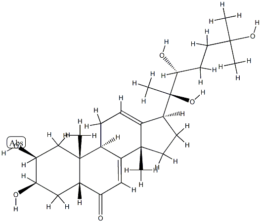 (14β,22R)-2β,3β,20,22,25-Pentahydroxy-14-methyl-18-nor-5β-cholesta-7,12-dien-6-one 구조식 이미지