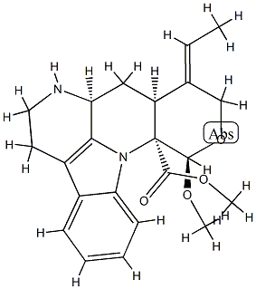 (7aS,9E)-9-Ethylidene-5,6,7,7aα,8,8aα,9,10-octahydro-12β-methoxyindolo[3,2,1-ij]pyrano[3,4-b][1,5]naphthyridine-12aα(12H)-carboxylic acid methyl ester 구조식 이미지