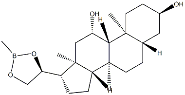 (20S)-3α,11β-Dihydroxy-20,21-[(methylboranediyl)bisoxy]-5α-pregnane 구조식 이미지