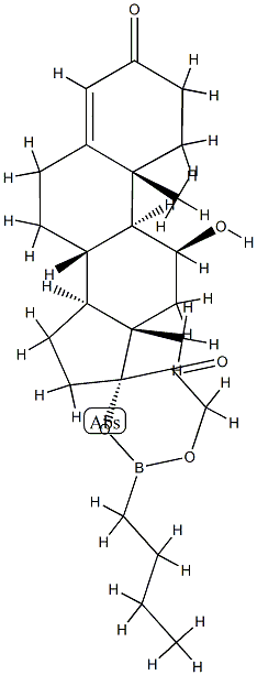 17,21-[(부틸보란디일)비스옥시]-11β-히드록시프레그인-4-엔-3,20-디온 구조식 이미지