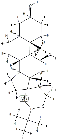 (20R)-17,21-(tert-Butylboranediylbisoxy)-5α-pregnane-3β,11β,20-triol 구조식 이미지
