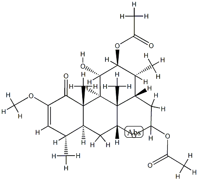 12β,16-Bis(acetyloxy)-11α-hydroxy-2-methoxypicras-2-en-1-one 구조식 이미지