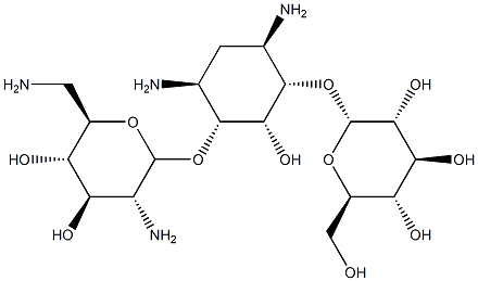 4-O-(2,6-Diamino-2,6-dideoxy-α-D-glucopyranosyl)-6-O-(α-D-glucopyranosyl)-2-deoxy-D-streptamine 구조식 이미지