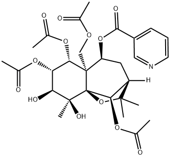 3-Pyridinecarboxylic acid [(3R,10R)-6β,7β,10-triacetoxy-5aβ-acetoxymethyl-3,4,5,5a,6,7,8,9-octahydro-8α,9α-dihydroxy-2,2,9-trimethyl-3β,9aβ-methano-2H-1-benzoxepin-5α-yl] ester Structure