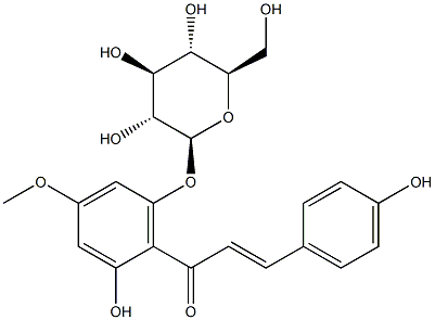 (E)-4,6'-디하이드록시-2'-(β-D-글루코피라노실옥시)-4'-메톡시칼콘 구조식 이미지