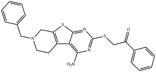 2-[(4-amino-7-benzyl-5,6,7,8-tetrahydropyrido[4',3':4,5]thieno[2,3-d]pyrimidin-2-yl)sulfanyl]-1-phenylethanone 구조식 이미지