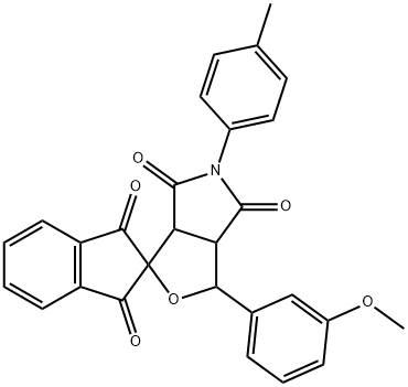 1-(3-methoxyphenyl)-5-(4-methylphenyl)-3a,6a-dihydrosprio[1H-furo[3,4-c]pyrrole-3,2'-(1'H)-indene]-1',3',4,6(2'H,3H,5H)-tetrone 구조식 이미지