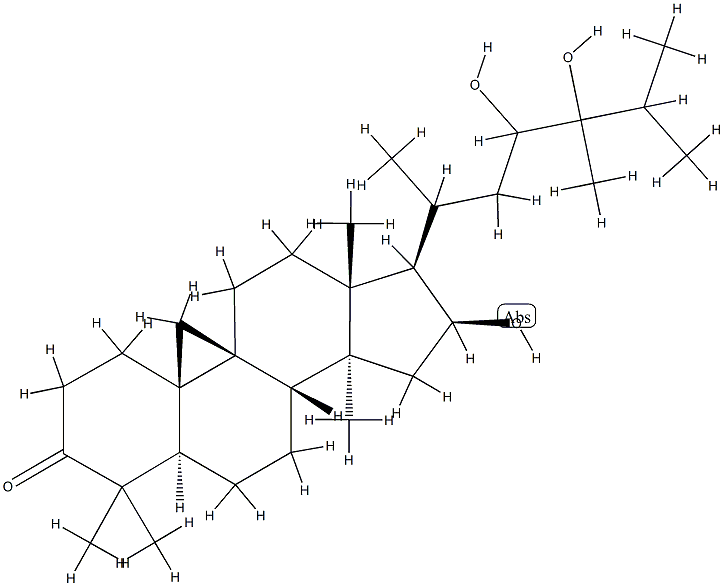 (20ξ)-16β,23,24-Trihydroxy-24-methyl-9β,19-cyclo-5α-lanostan-3-one Structure