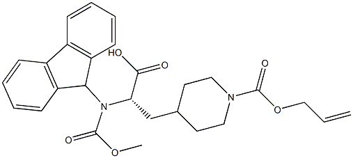 a-[[FMoc]aMino]-1-[alloc]-(aS)-4-piperidinepropanoic Acid Structure