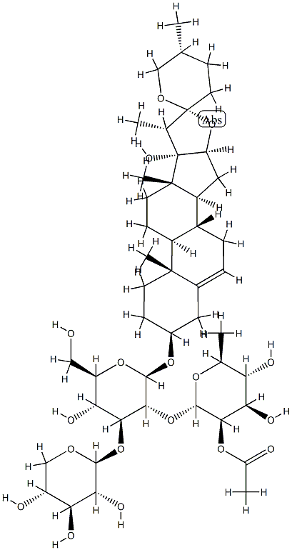3-O-[α-L-rhaMnopyranosyl-(1-2)-[β-D-xylopyranosyl-(1-3)]-β-D-glucopyranoside 구조식 이미지