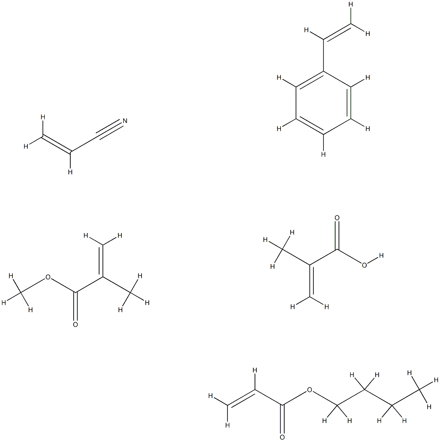 2-프로펜산,2-메틸-,부틸2-프로펜산중합체,에테닐벤젠,메틸2-메틸-2-프로펜산및2-프로펜니트릴 구조식 이미지