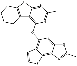 2-methyl-4-((2-methylthieno[3,2:5,6]benzo[1,2-d]thiazol-5-yl)oxy)-5,6,7,8-tetrahydrobenzo[4,5]thieno[2,3-d]pyrimidine Structure