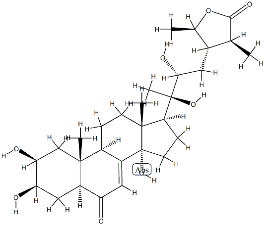 (22R,24S,25S,28R)-2β,3β,14,20,22,28-Hexahydroxy-6-oxo-5α-stigmast-7-en-26-oic acid γ-lactone Structure