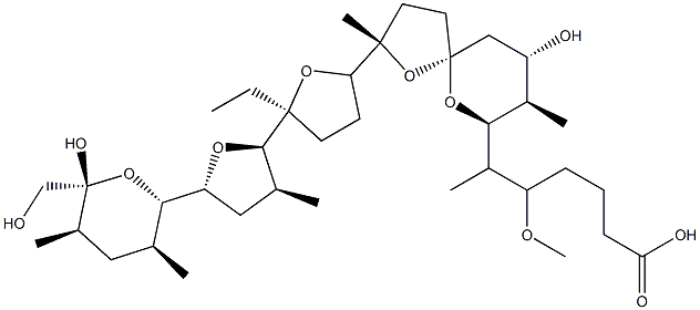 5-(5-Carboxy-2-methoxy-1-methylpentyl)-5-de(3-carboxy-2-methoxy-1-methylbutyl)monensin 구조식 이미지
