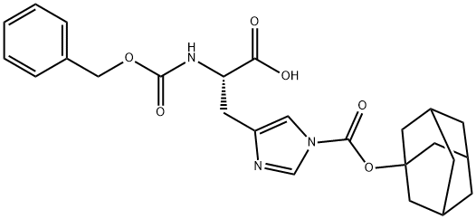 N-[(Benzyloxy)carbonyl]-3-[1-[(tricyclo[3.3.1.13,7]decan-1-yloxy)carbonyl]-1H-imidazol-5-yl]-L-alanine 구조식 이미지