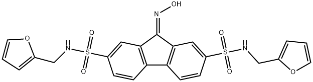 9-HYDROXYIMINO-9H-FLUORENE-2,7-DISULFONIC ACID BIS-((FURAN-2-YLMETHYL)-AMIDE) 구조식 이미지
