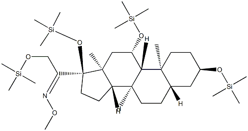 3α,11β,17,21-Tetrakis(trimethylsiloxy)-5α-pregnan-20-one O-methyl oxime 구조식 이미지