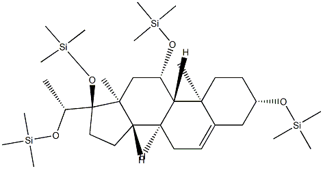[[(20R)-Pregn-5-ene-3β,11β,17,20-tetryl]tetra(oxy)]tetrakis(trimethylsilane) 구조식 이미지