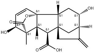 2β,4aα,6α-Trihydroxy-1β-methyl-8-methylenegibb-3-ene-1α,10β-dicarboxylic acid 1,4a-lactone 구조식 이미지