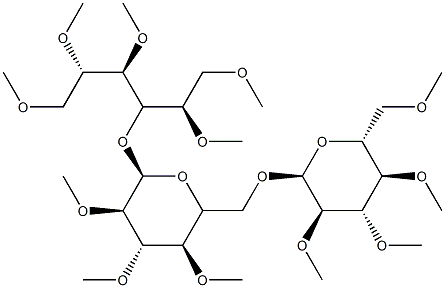 4-O-[6-O-(2-O,3-O,4-O,6-O-Tetramethyl-α-D-glucopyranosyl)-2-O,3-O,4-O-trimethyl-α-D-glucopyranosyl]-1-O,2-O,3-O,5-O,6-O-pentamethyl-D-glucitol 구조식 이미지