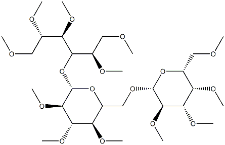 4-O-[6-O-(2-O,3-O,4-O,6-O-Tetramethyl-β-D-galactopyranosyl)-2-O,3-O,4-O-trimethyl-β-D-galactopyranosyl]-1-O,2-O,3-O,5-O,6-O-pentamethyl-D-glucitol Structure