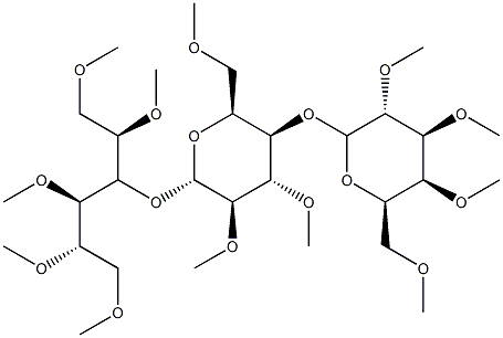 4-O-[4-O-(2-O,3-O,4-O,6-O-Tetramethyl-β-D-galactopyranosyl)-2-O,3-O,6-O-trimethyl-β-D-galactopyranosyl]-1-O,2-O,3-O,5-O,6-O-pentamethyl-D-glucitol 구조식 이미지