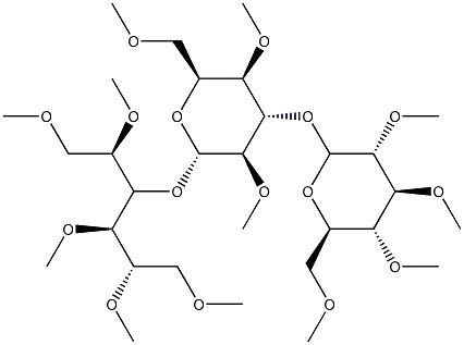 4-O-[3-O-(2-O,3-O,4-O,6-O-Tetramethyl-β-D-glucopyranosyl)-2-O,4-O,6-O-trimethyl-β-D-glucopyranosyl]-1-O,2-O,3-O,5-O,6-O-pentamethyl-D-glucitol Structure