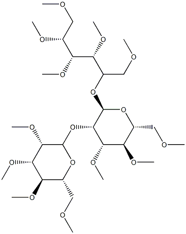 2-O-[2-O-(2-O,3-O,4-O,6-O-Tetramethyl-α-D-mannopyranosyl)-3-O,4-O,6-O-trimethyl-α-D-mannopyranosyl]-1-O,3-O,4-O,5-O,6-O-pentamethyl-D-mannitol 구조식 이미지