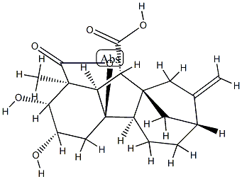 2β,3β,4aα-Trihydroxy-1β-methyl-8-methylenegibbane-1α,10β-dicarboxylic acid 1,4a-lactone 구조식 이미지