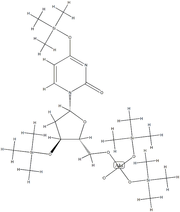 1-[5-O-[Bis(trimethylsiloxy)phosphinyl]-3-O-trimethylsilyl-2-deoxy-β-D-erythro-pentofuranosyl]-4-trimethylsilyloxypyrimidin-2(1H)-one Structure