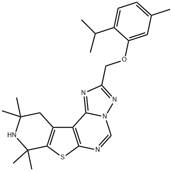 2-[(2-isopropyl-5-methylphenoxy)methyl]-8,8,10,10-tetramethyl-8,9,10,11-tetrahydropyrido[4',3':4,5]thieno[3,2-e][1,2,4]triazolo[1,5-c]pyrimidine Structure